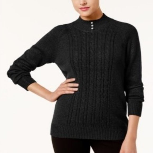 Karen Scott Petites Pullover Cable Knit Sweater - Picture 2 of 8